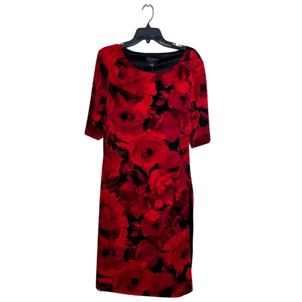 NWT Red & Black Floral Dress -Connected Apparel